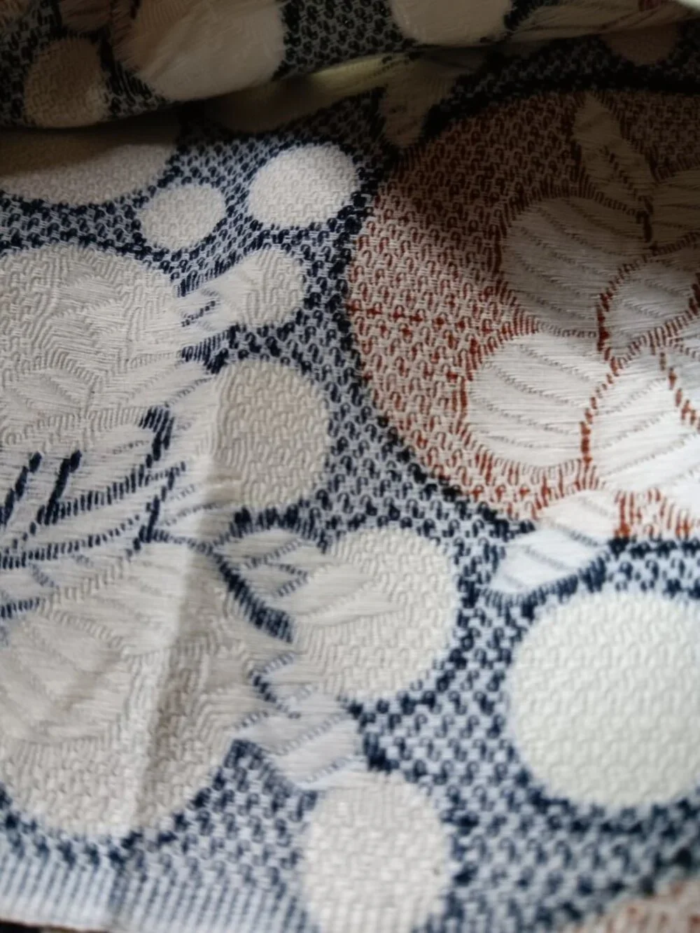 Sewing Fabric Mid Century Bark Cloth Embossed Heavy Cotton Paisley RARE 4.4 yd